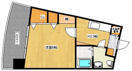 サンクレスト(1K/6階)の間取り写真