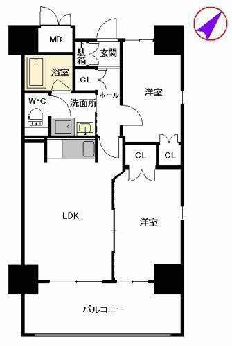 シャーメゾンステージ博多(2LDK/9階)の間取り写真