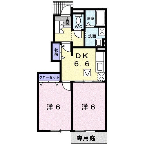 クィーンD(2DK/1階)の間取り写真