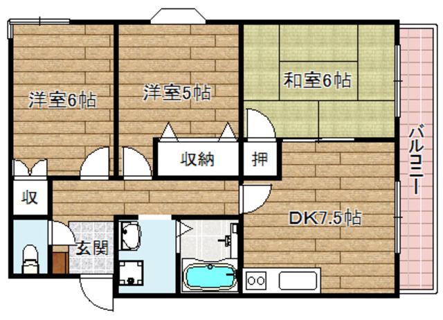 メゾンフラグランス(3DK/2階)の間取り写真