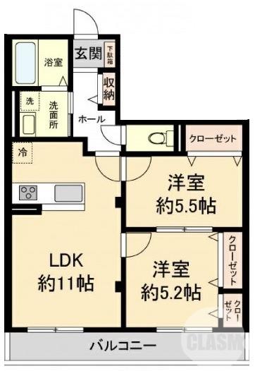ガーデンハイム鳳(2LDK/1階)の間取り写真