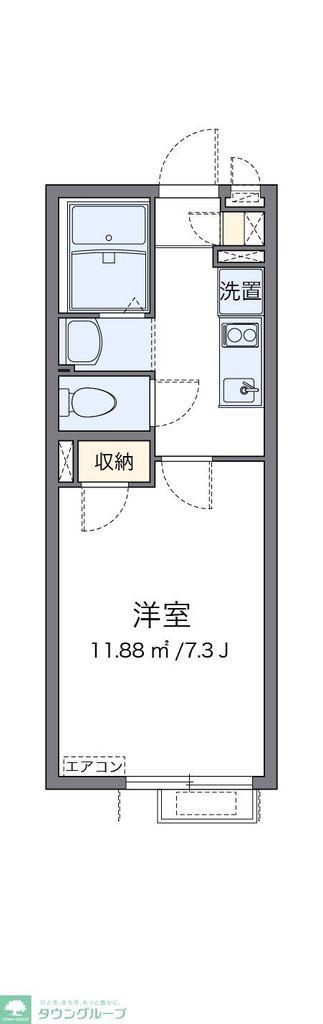 クレイノコルノ(1K/1階)の間取り写真