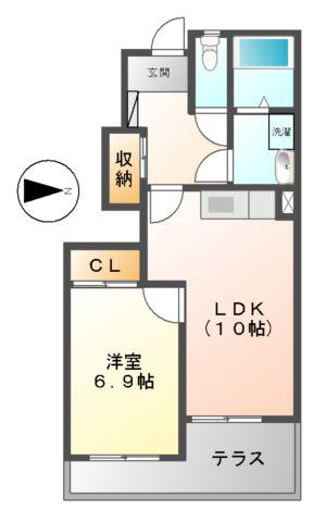 エクシードIII(1LDK/1階)の間取り写真