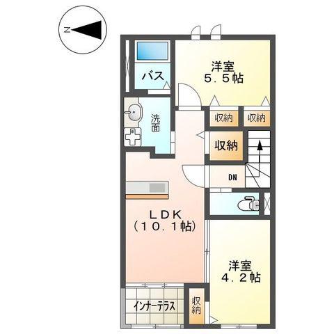 グランテージ真田(2LDK/2階)の間取り写真