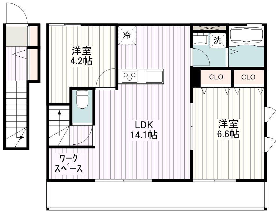 クレールヒガコ(2LDK/2階)の間取り写真