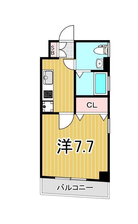 百景ビル(1K/3階)の間取り写真