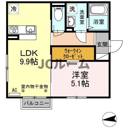 レーヴ・シーヴォン(1LDK/2階)の間取り写真