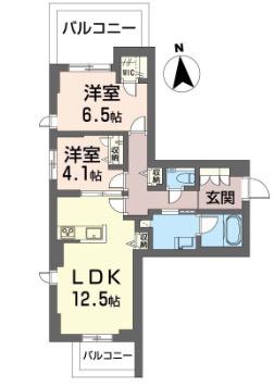 目黒ガーディアンヒルズ(2LDK/4階)の間取り写真
