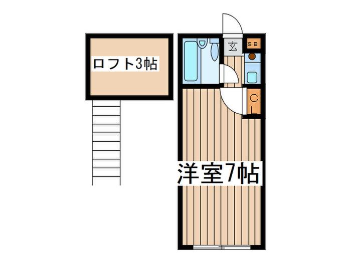 第2コーポ石原(ワンルーム/2階)の間取り写真