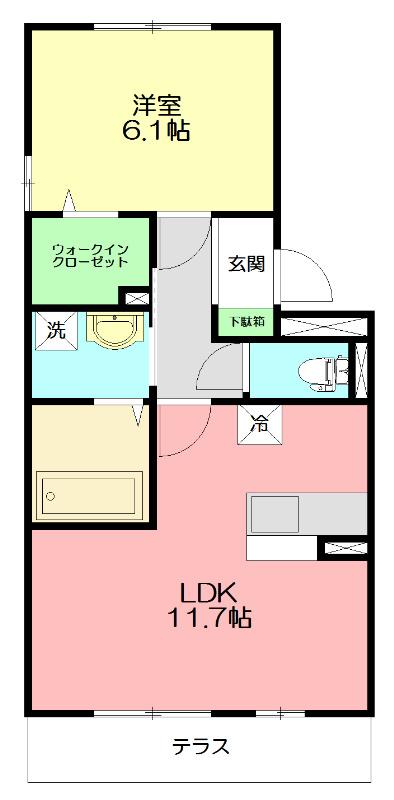 コトー B(1LDK/1階)の間取り写真