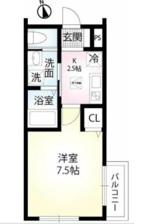 プランドール葛城(1K/1階)の間取り写真