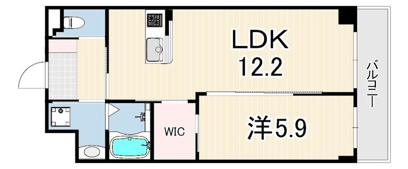 レアグランツ東難波Ⅰ(1LDK/3階)の間取り写真