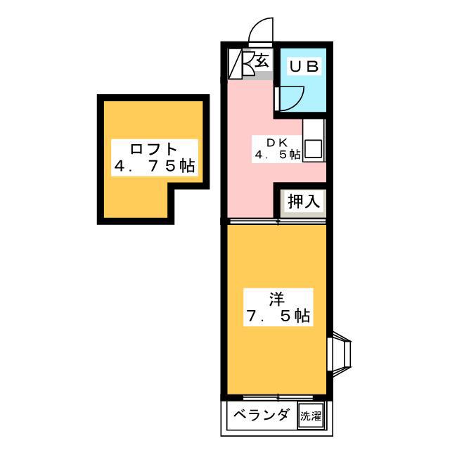 ミヤビ17ワイズ(1K/2階)の間取り写真