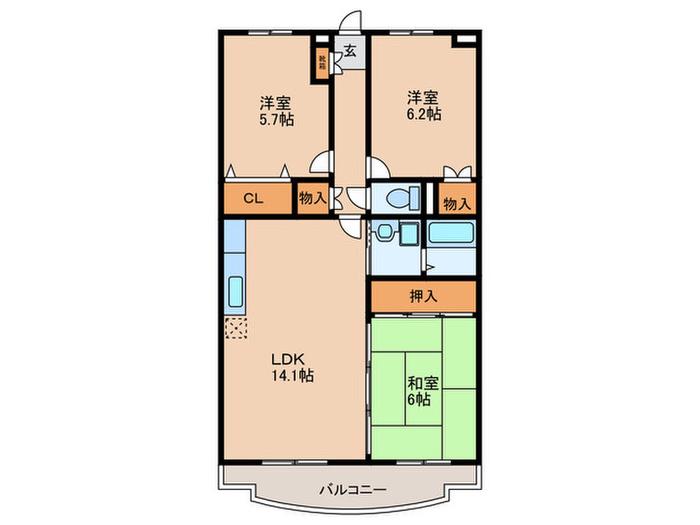 サンテミリオン山下(3LDK/3階)の間取り写真