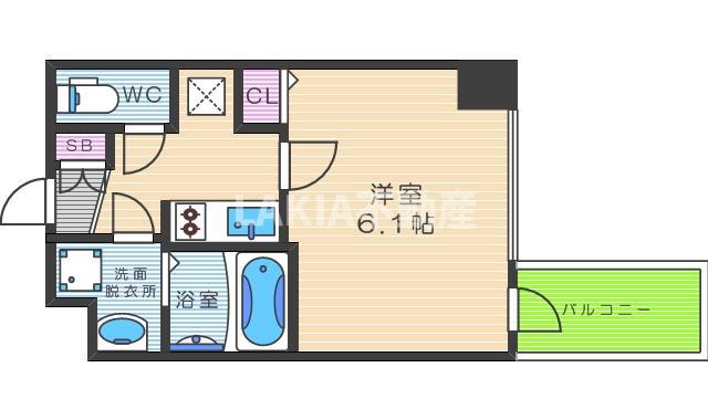 プレサンス上町台クレスト(1K/3階)の間取り写真
