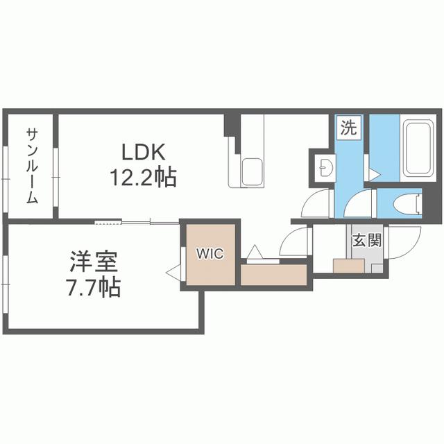 ウィスタリア I(1LDK/1階)の間取り写真