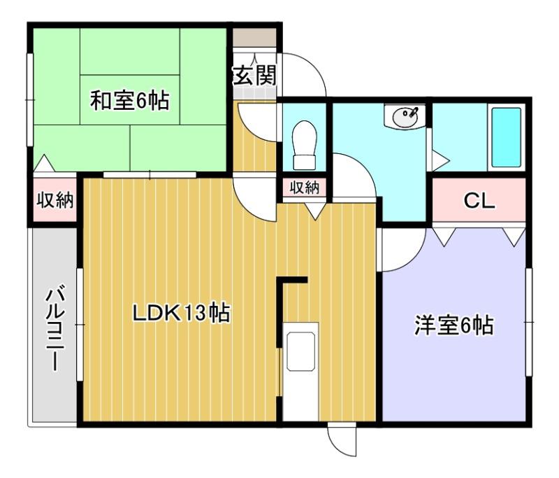 ホームフィル汐見(2LDK/2階)の間取り写真