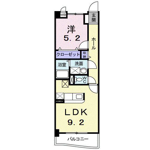 メゾンアウローラ(1LDK/1階)の間取り写真