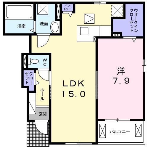 サニーサイド東が丘 II(1LDK/1階)の間取り写真