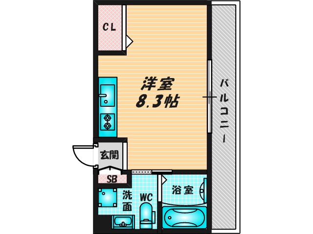 リビングライフ長瀬イーストII(ワンルーム/3階)の間取り写真