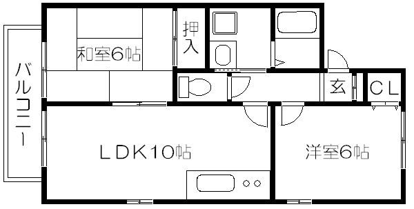 パレスイツジC(2LDK/2階)の間取り写真
