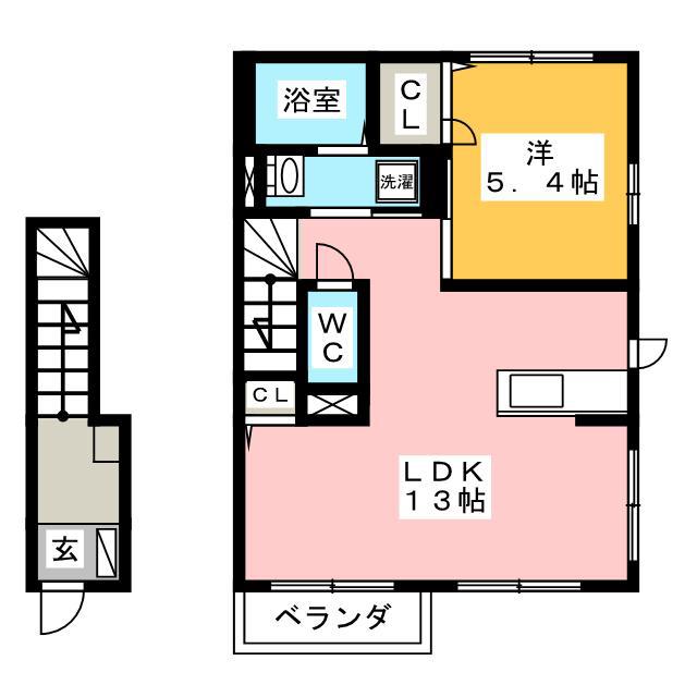 クレール(1LDK/2階)の間取り写真
