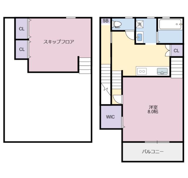ココカラハウス川内(1SK/2階)の間取り写真