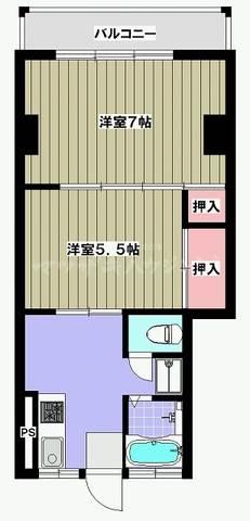 下平ビル(2K/2階)の間取り写真