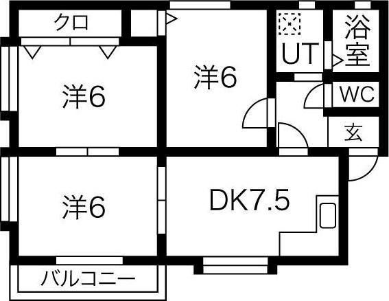 グリーンピアB(2LDK/1階)の間取り写真