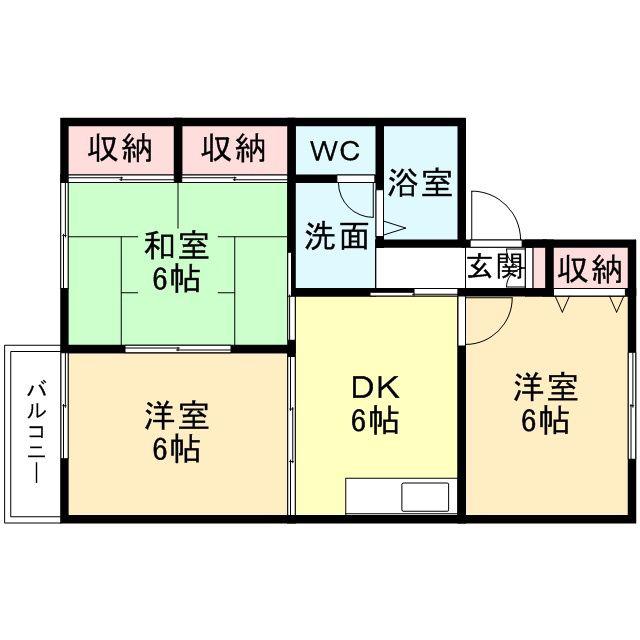 ヌーベル山口B棟(3DK/2階)の間取り写真