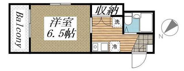 メゾン山西(ワンルーム/2階)の間取り写真