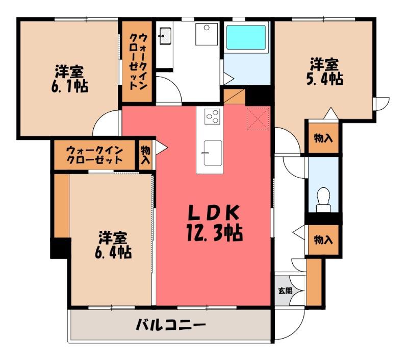 CASA RIO(3LDK/1階)の間取り写真