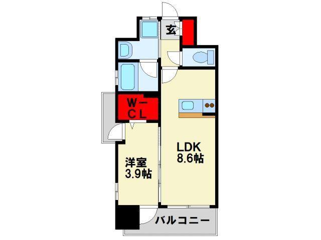 デザイナーズ ざ・片野(1LDK/9階)の間取り写真