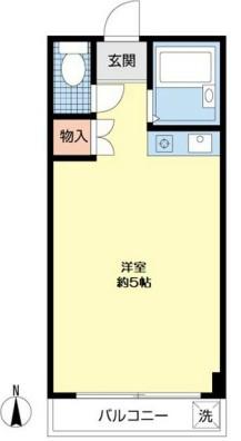 カスガヒルズ(ワンルーム/2階)の間取り写真