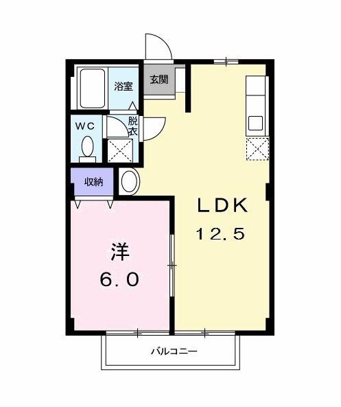 ラ・カーサ・ベルデ(1LDK/1階)の間取り写真