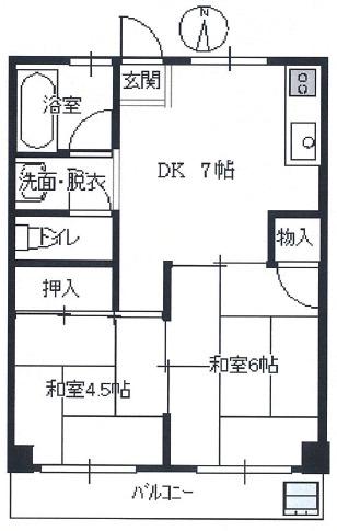 五福ビル(2DK/3階)の間取り写真