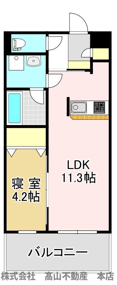 レジェンド桜 五番館(1LDK/1階)の間取り写真