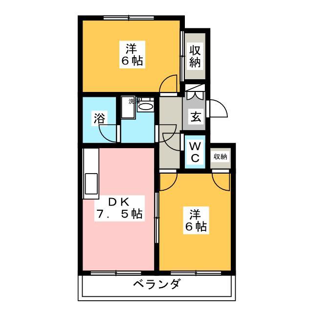 SUNCITY・HIKOTA Cー2(2DK/2階)の間取り写真