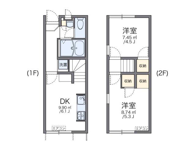 レオパレスナチュールII(2DK/1階)の間取り写真