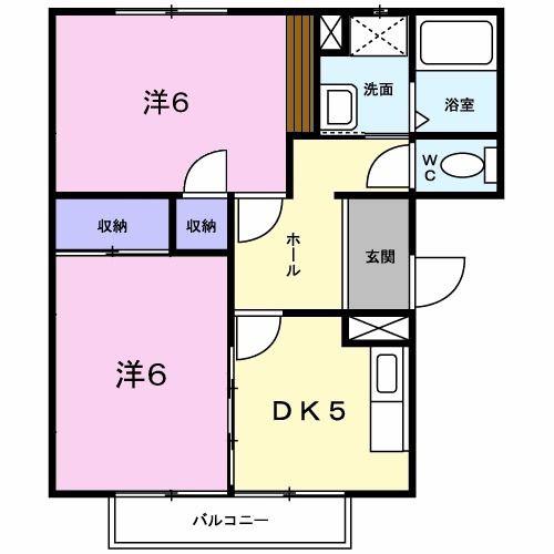 コーポ一水(2DK/2階)の間取り写真