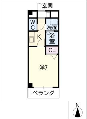 SUN HOUSE II(1K/1階)の間取り写真
