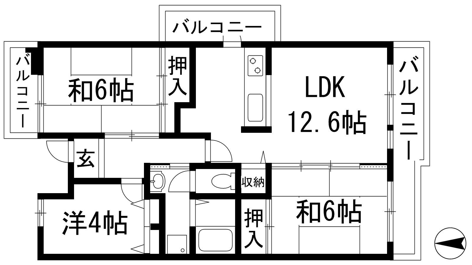アルビス伊丹千僧6号棟(3LDK/2階)の間取り写真