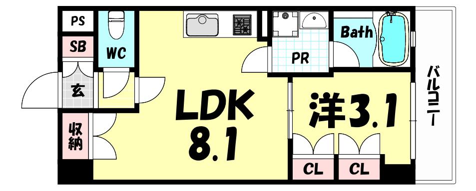 アバンダントハウス(1LDK/2階)の間取り写真