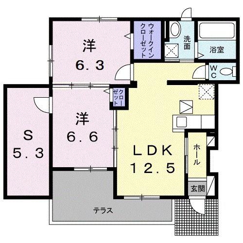 ジェルメ 小田原(2SLDK/1階)の間取り写真