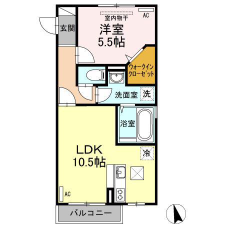メゾン エミグラント A棟(1LDK/1階)の間取り写真