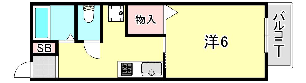 アパートメント林(1K/2階)の間取り写真