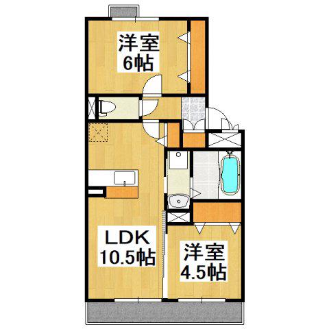 モントレゾール(2LDK/2階)の間取り写真