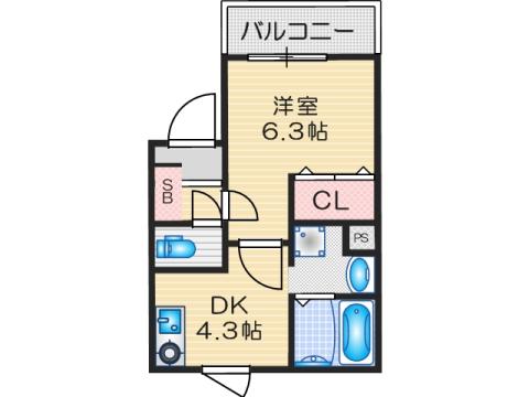ＪＲ東海道本線 茨木駅 徒歩11分 3階建 築7年(1DK/3階)の間取り写真