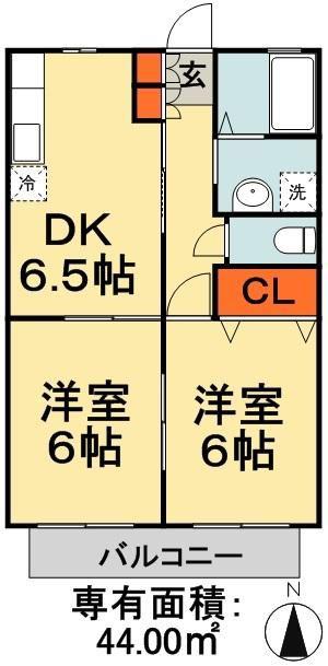 ウイング蘇我(2DK/2階)の間取り写真