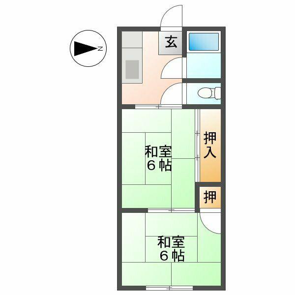 民アパート(2K/2階)の間取り写真